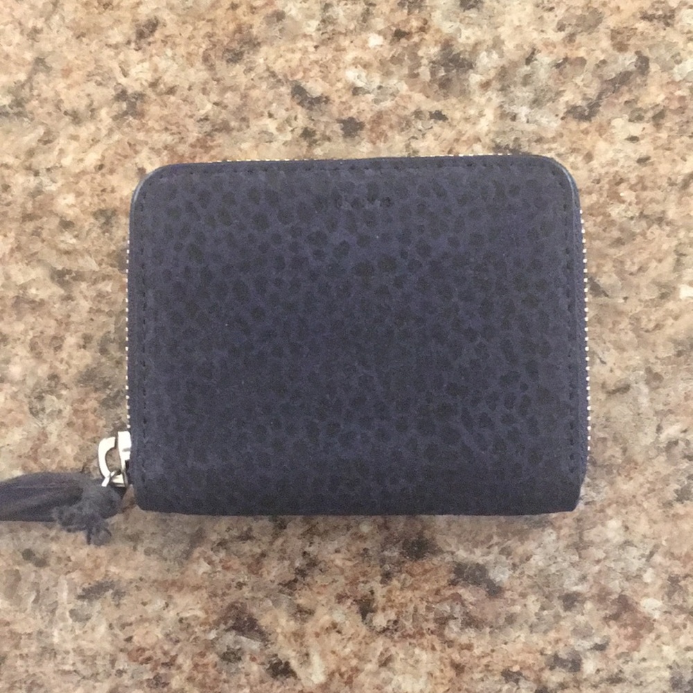 All Saints blue/black leopard print wallet